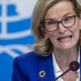 La secrétaire générale de l'Union internationale des télécommunications (UIT) Doreen Bogdan-Martin estime que son organisation n'est "pas immune" même si elle n'a pas affectée par les problèmes actuels de financement dans le système onusien (archives). KEYSTONE/MARTIAL TREZZINI